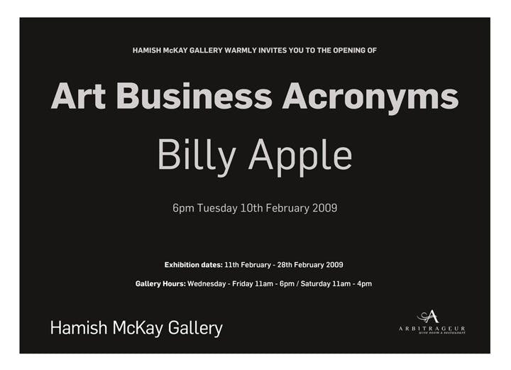 Billy Apple - Art Business Acronyms